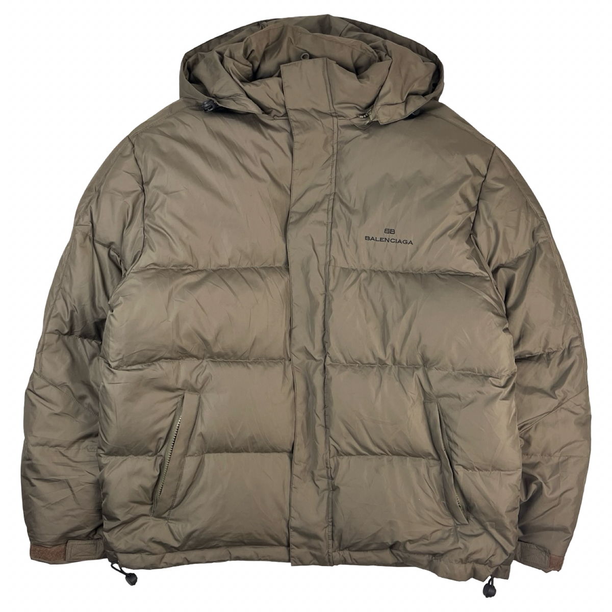 Balenciaga Hooded Down Puffer Olive Green