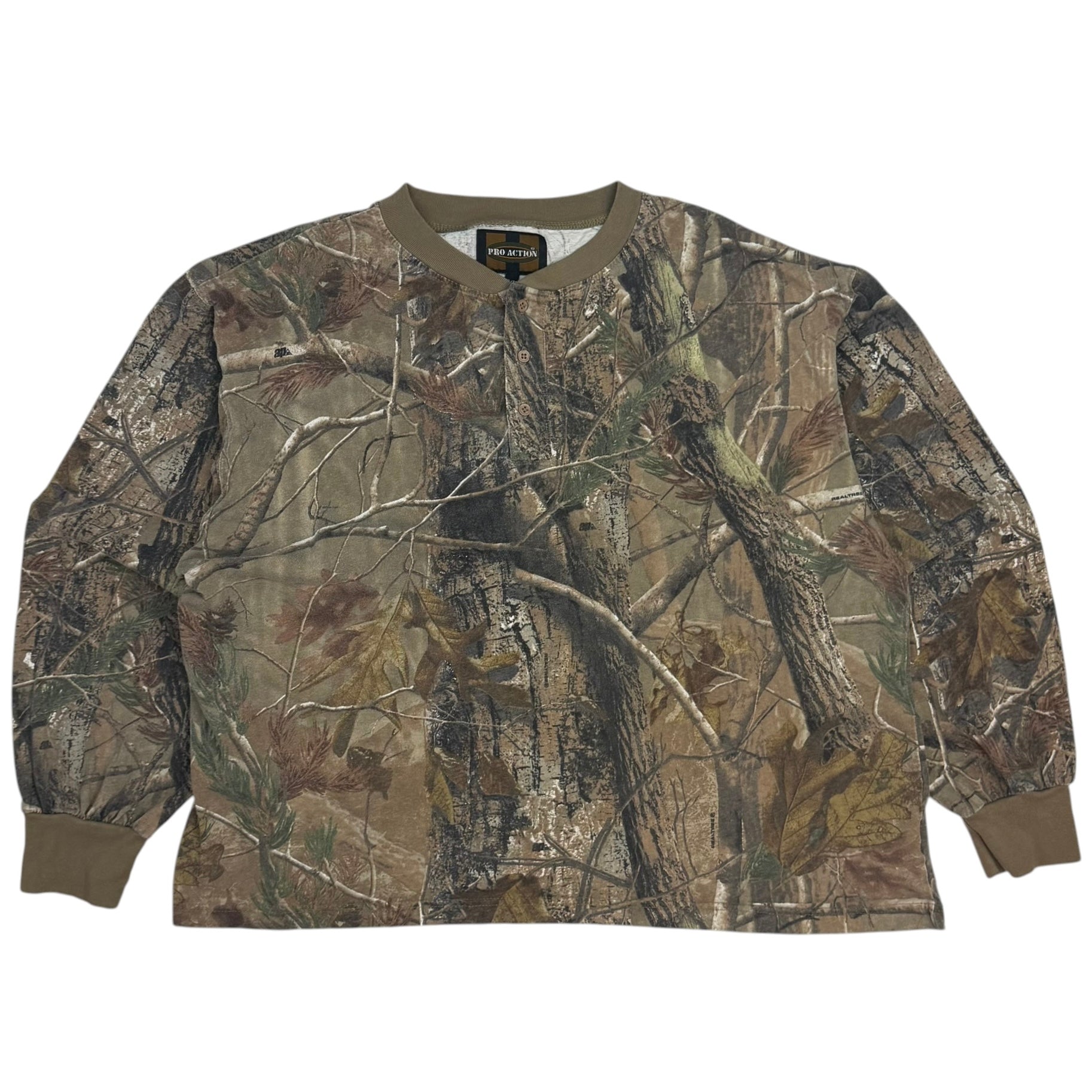 Vintage Pro Action Henley Shirt Camo