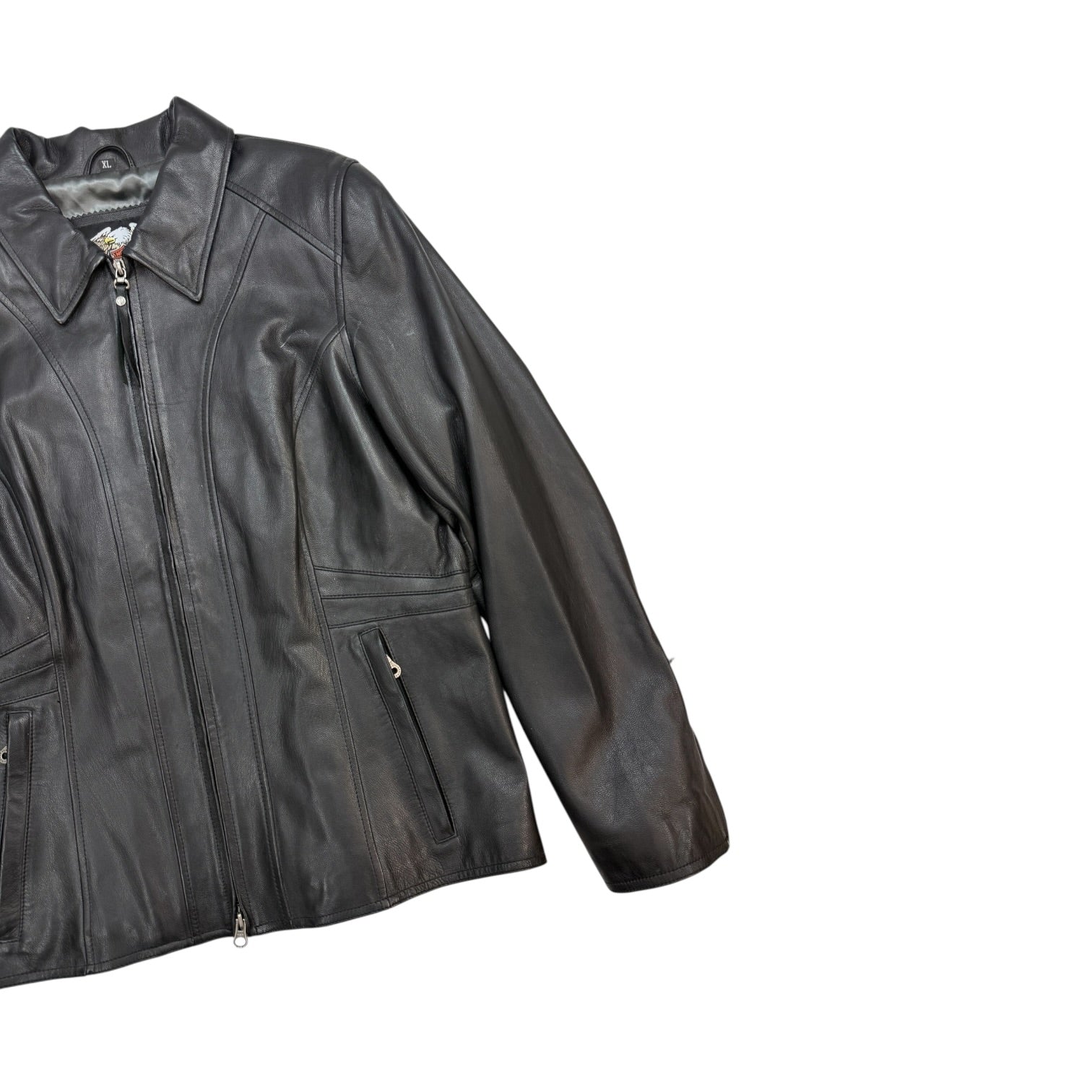 Vintage Harley Davidson Women’s Rhinestone Leather Jacket Black