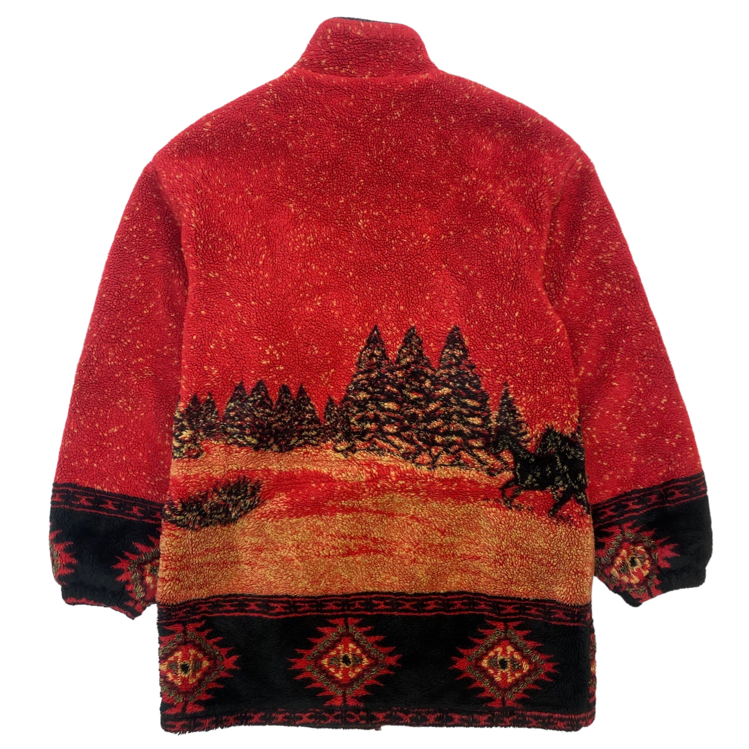 Vintage Nature Printed Fleece Red