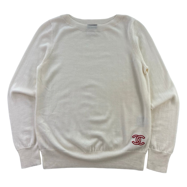 (W) Chanel Uniform La Pausa Cashmere Knit Creme