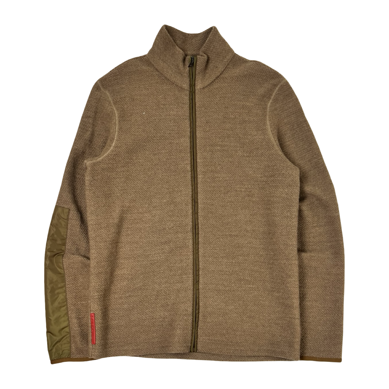 Vintage 2000s Prada Linea Rossa Camel Zip-up Sweater