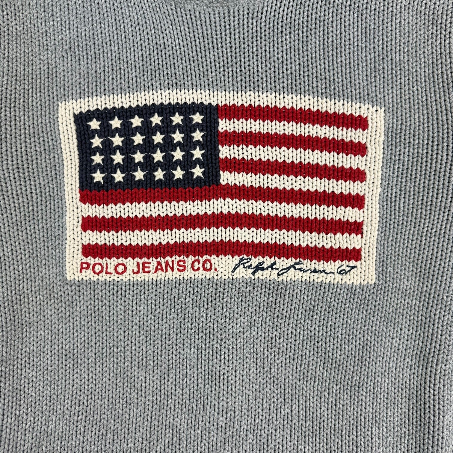 Vintage Polo Jeans Flag Knit Sweater Grey