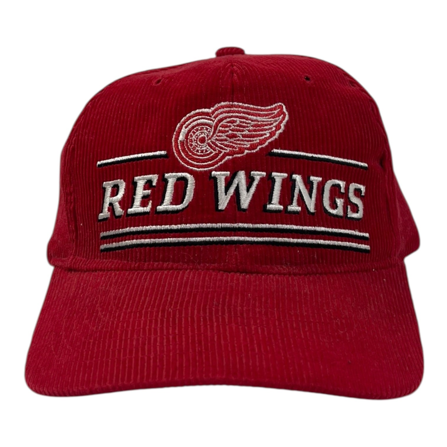 Vintage Detroit Red Wings Ted Fletcher Corduroy Snap Back Hat Red