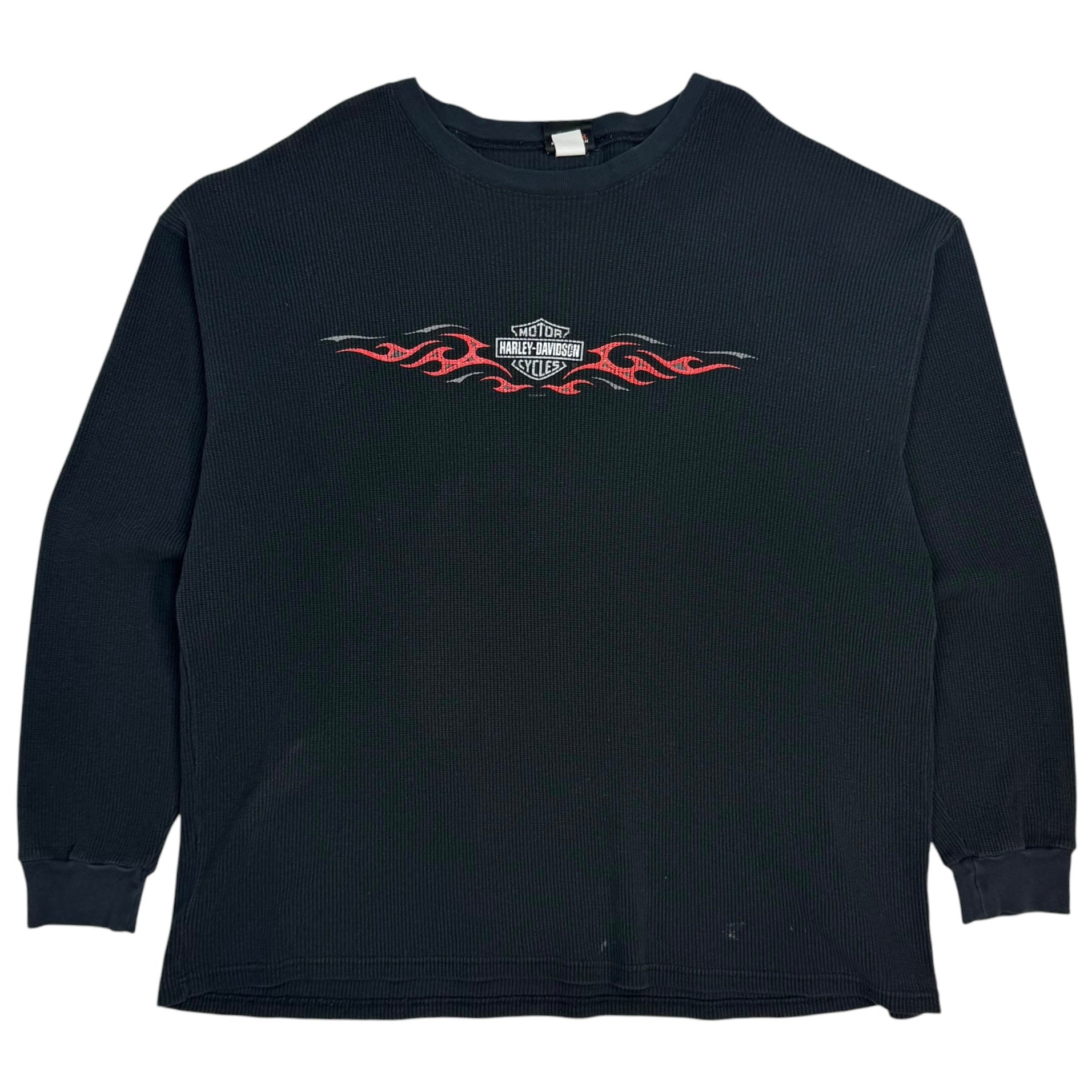 Vintage Harley Davidson Edmonton Flame Thermal Longsleeve Black