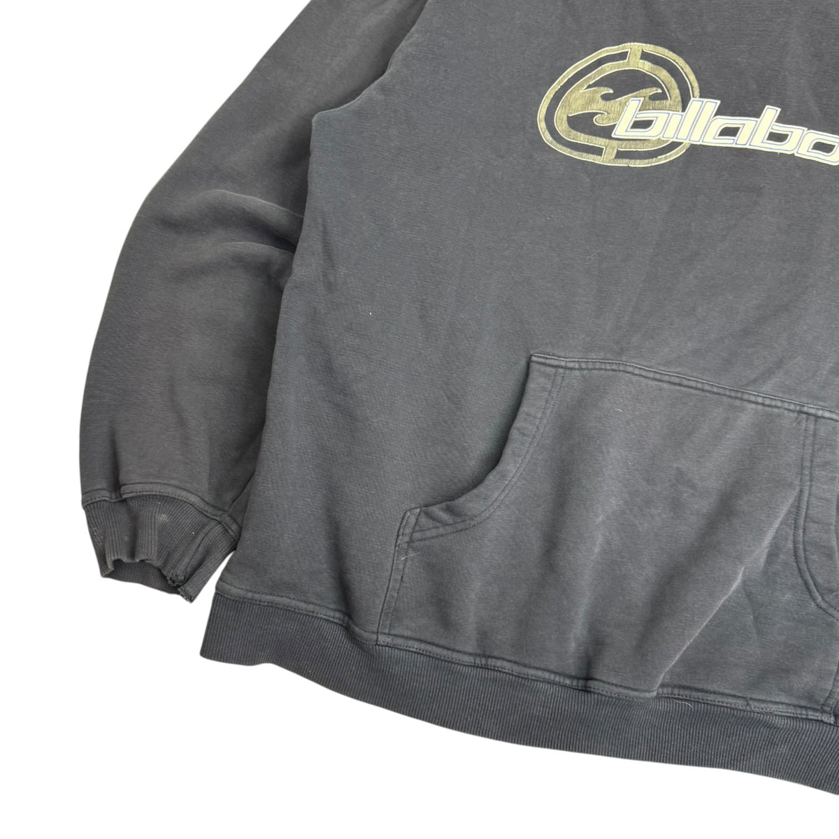 Vintage Billabong Spell Out Sleeve Hoodie Navy Blue