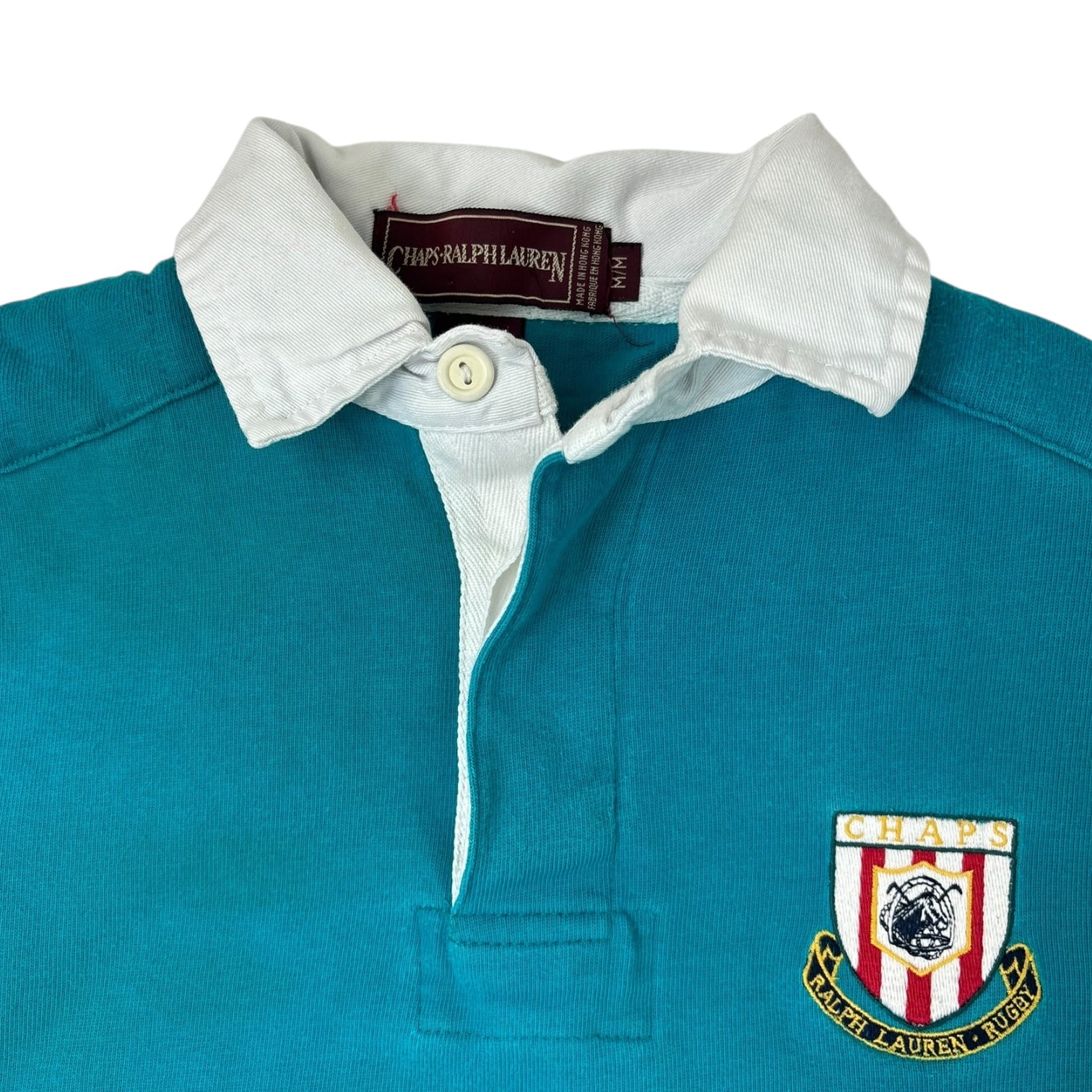 Vintage Chaps Ralph Lauren Long Sleeve Rugby Shirt Teal