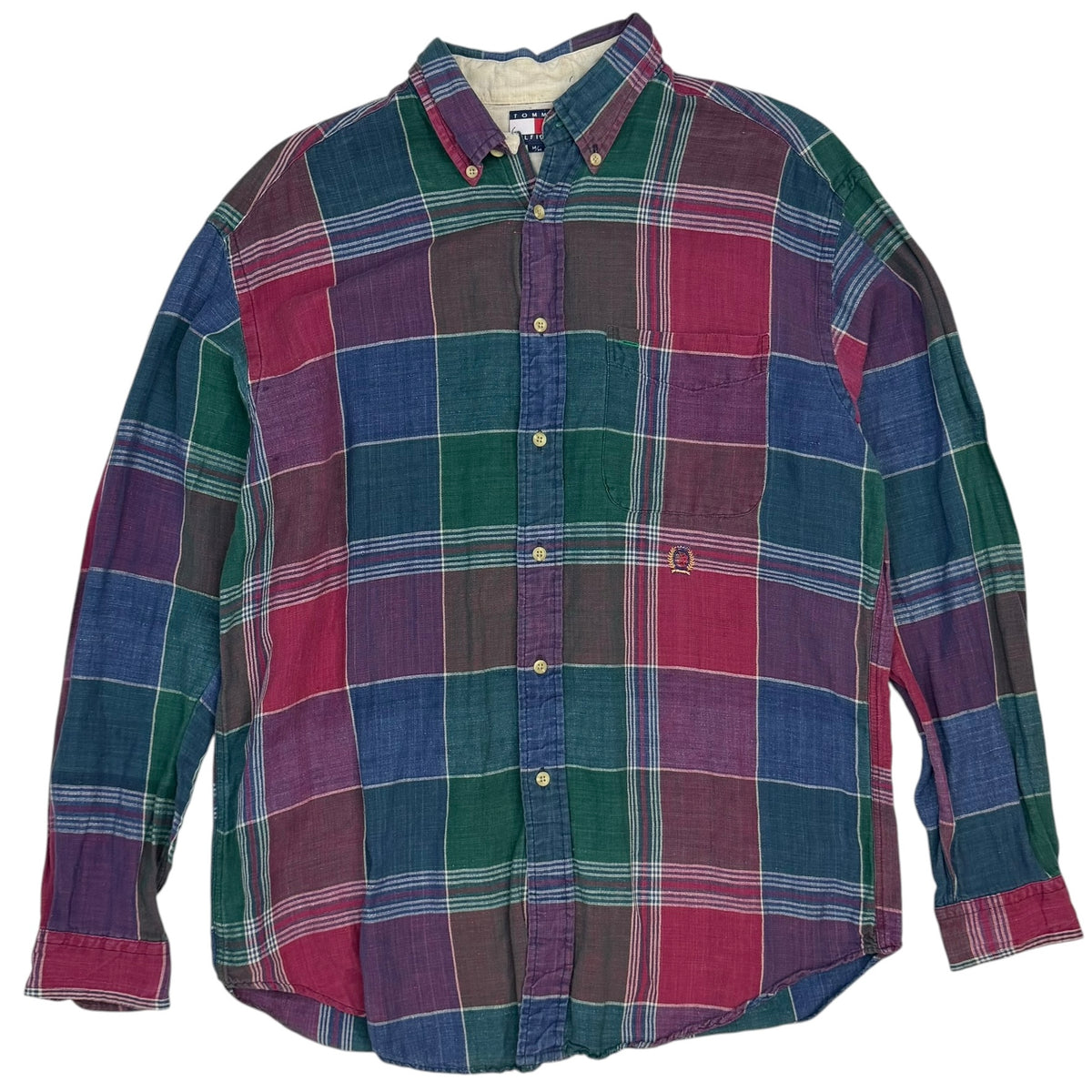 Vintage Tommy Hilfiger Plaid Button Up Green/Blue