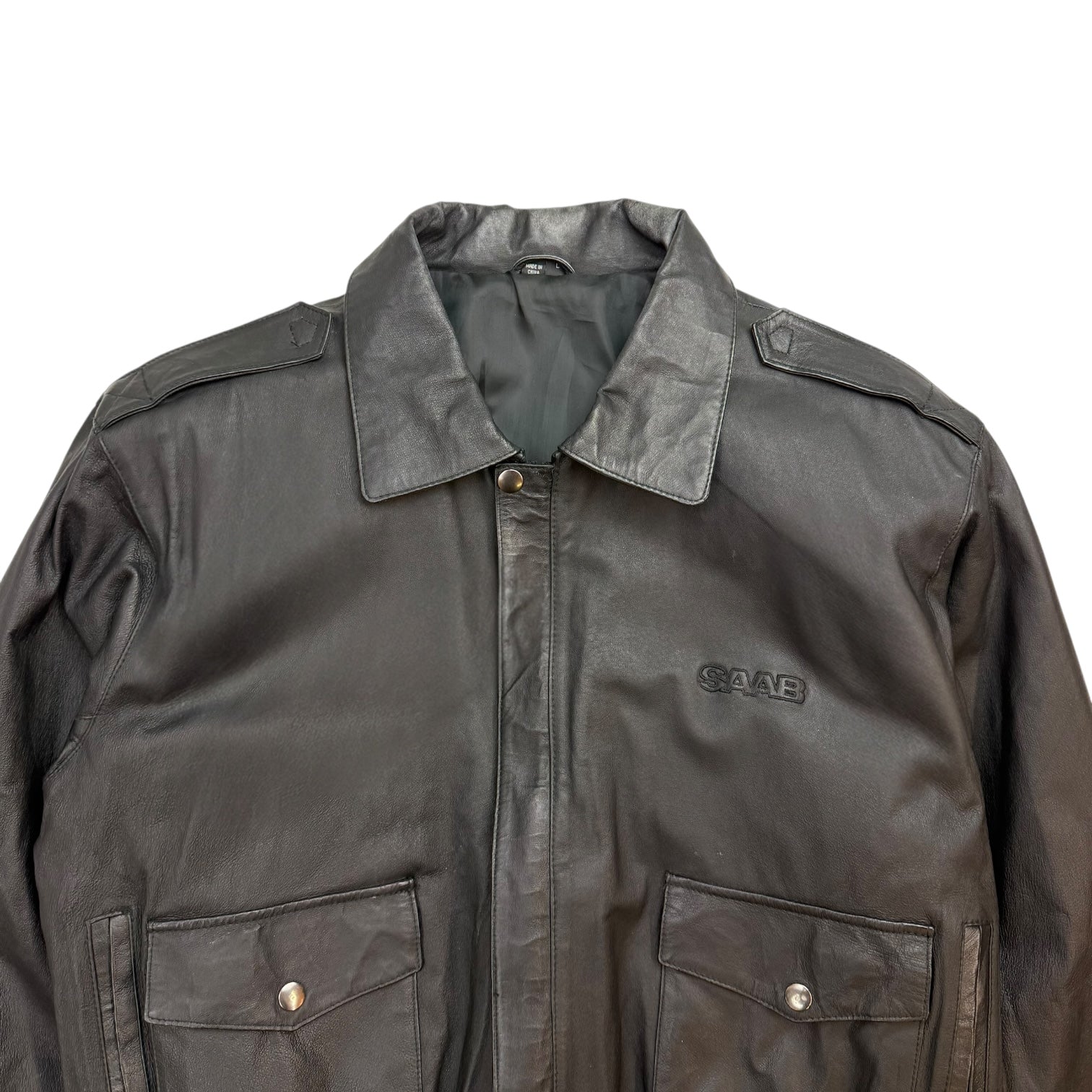 Vintage Saab Leather Jacket Black