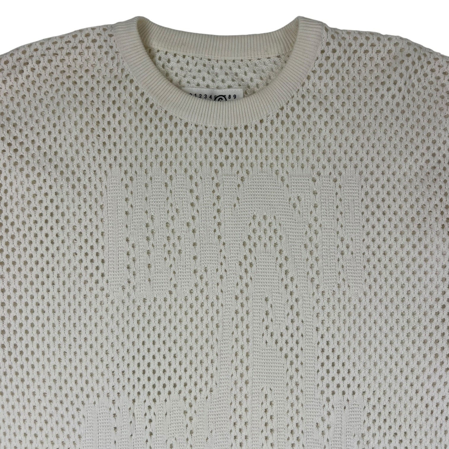MM6 Maison Margiela Intarsia-Knit Cotton T-Shirt Cream