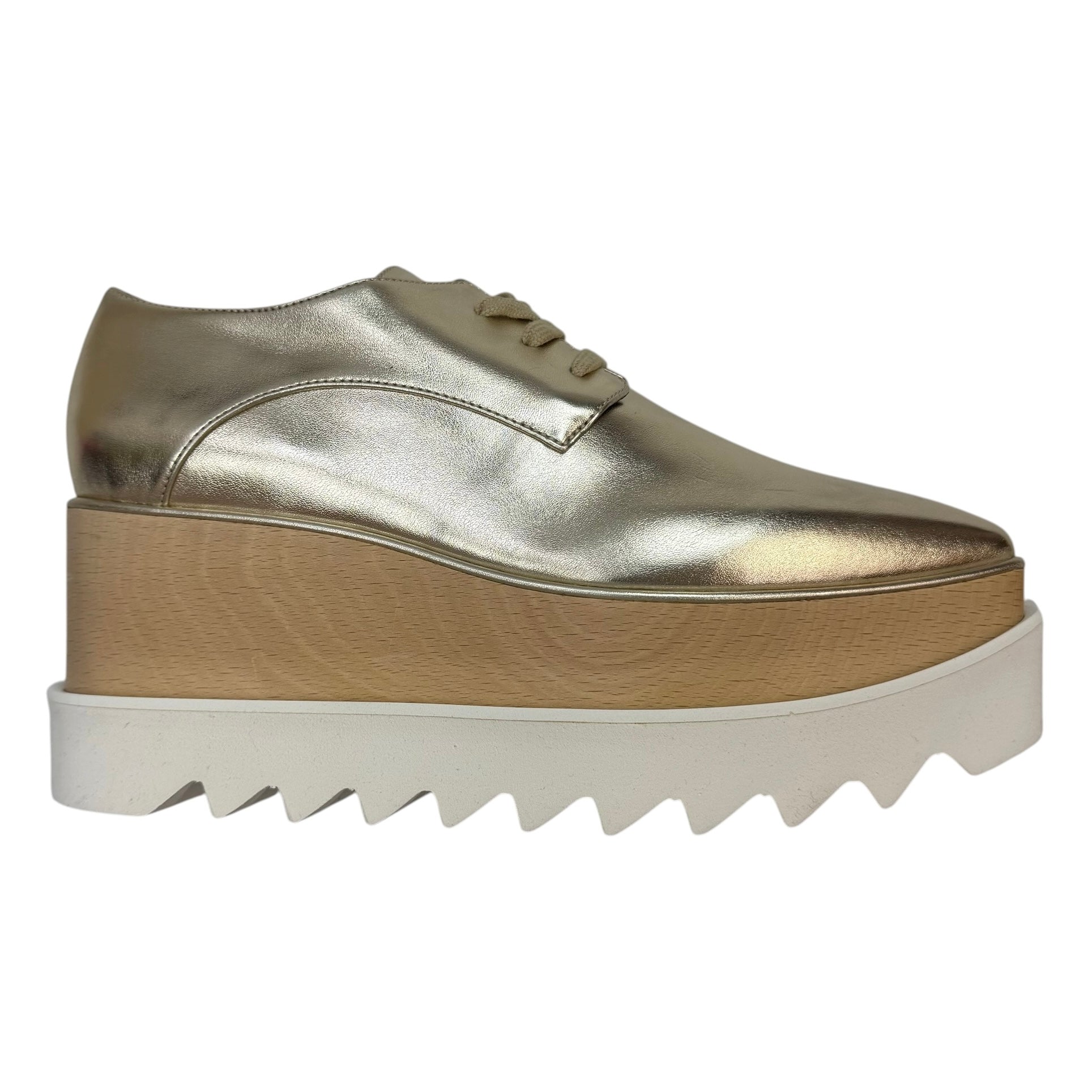(W) Stella McCartney Faux Leather Platform Sneakers Gold