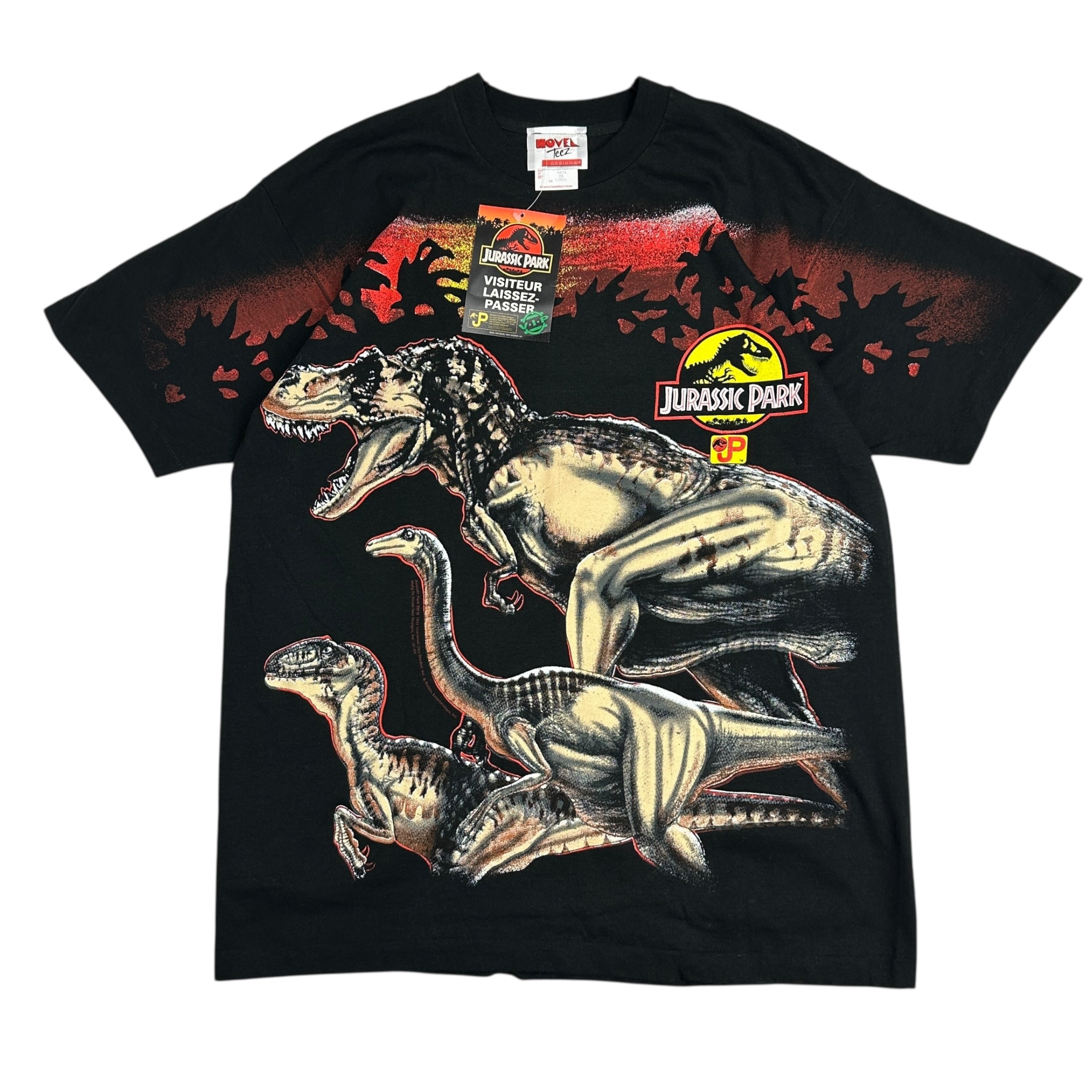 1993 Jurassic Park All Over Print Tee Black