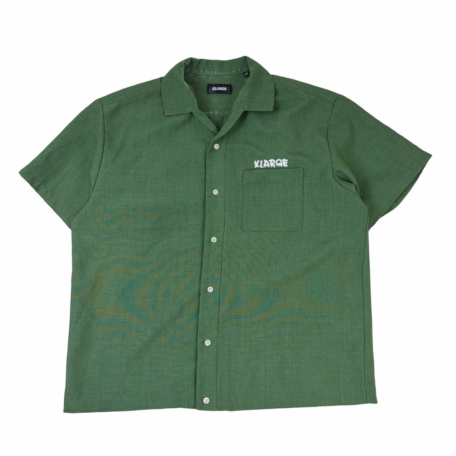 XLARGE Drawing Logo Short Sleeve Button Up Green