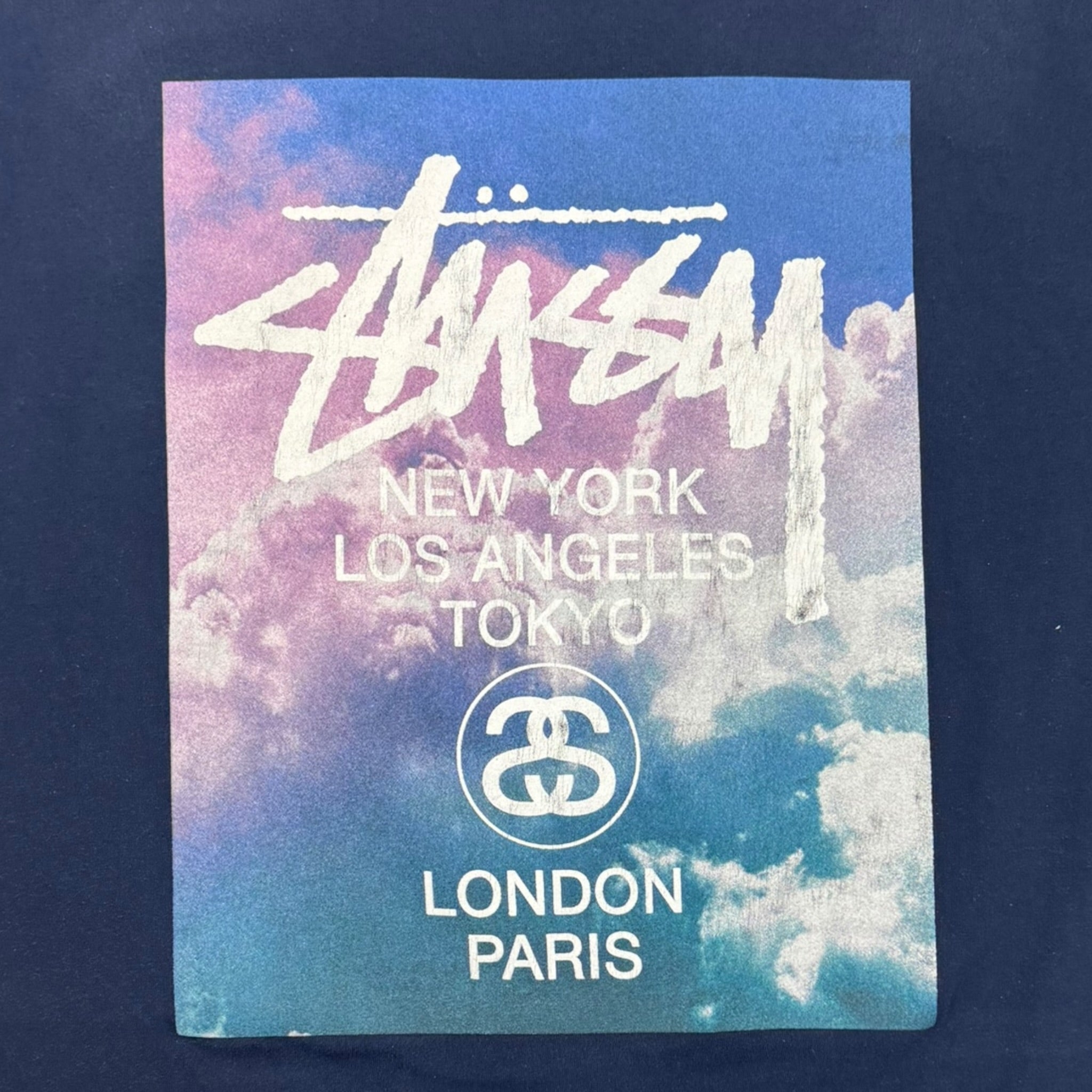Stussy ‘World Tour’ Clouds T-Shirt Navy