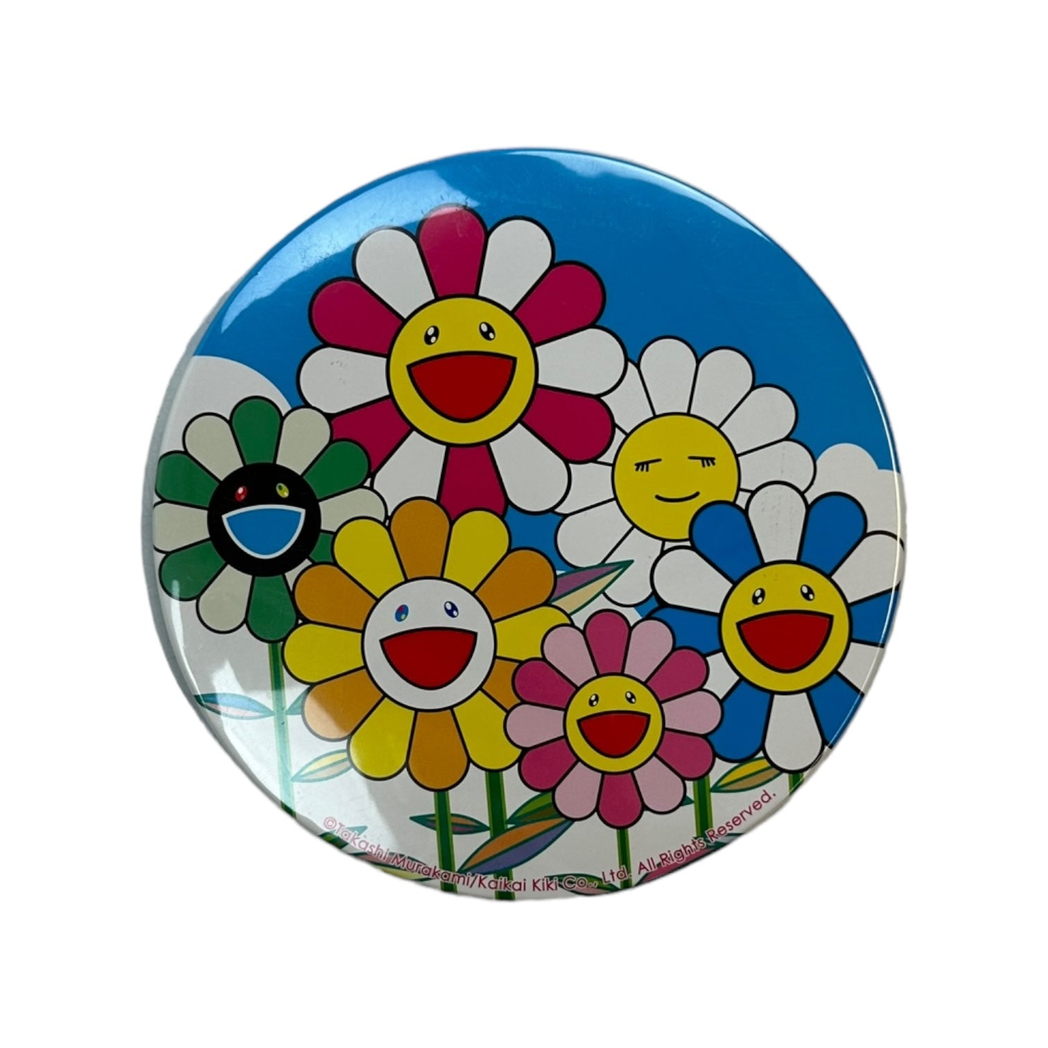 Takashi Murakami Multi Rainbow Flower Blue Pin