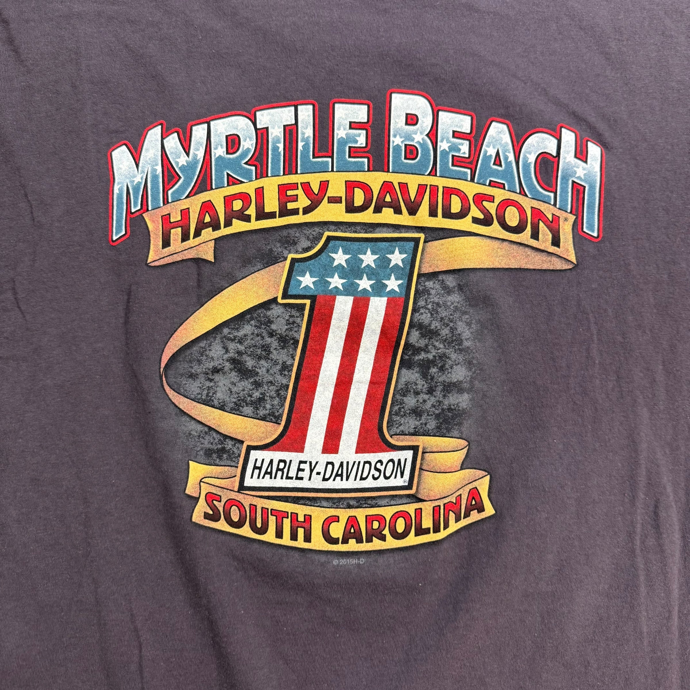 Vintage Harley Davidson Of Myrtle Beach Tee Faded Black