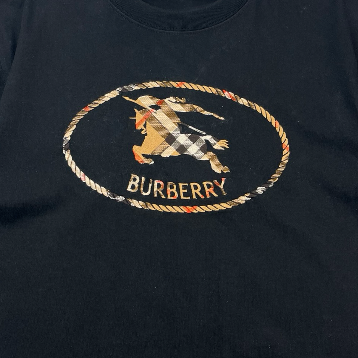 Burberry Check Knight Stamp Cotton T-Shirt