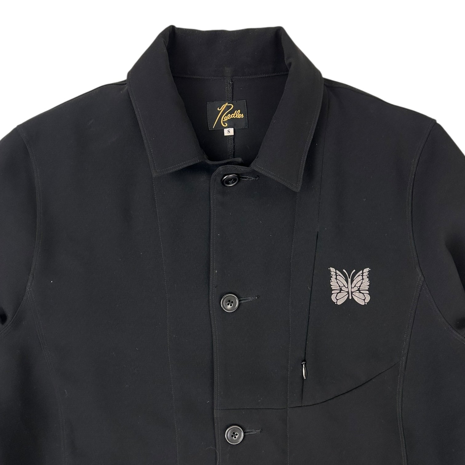 Needles A-Jacket Butterfly Button Up Shirt Black