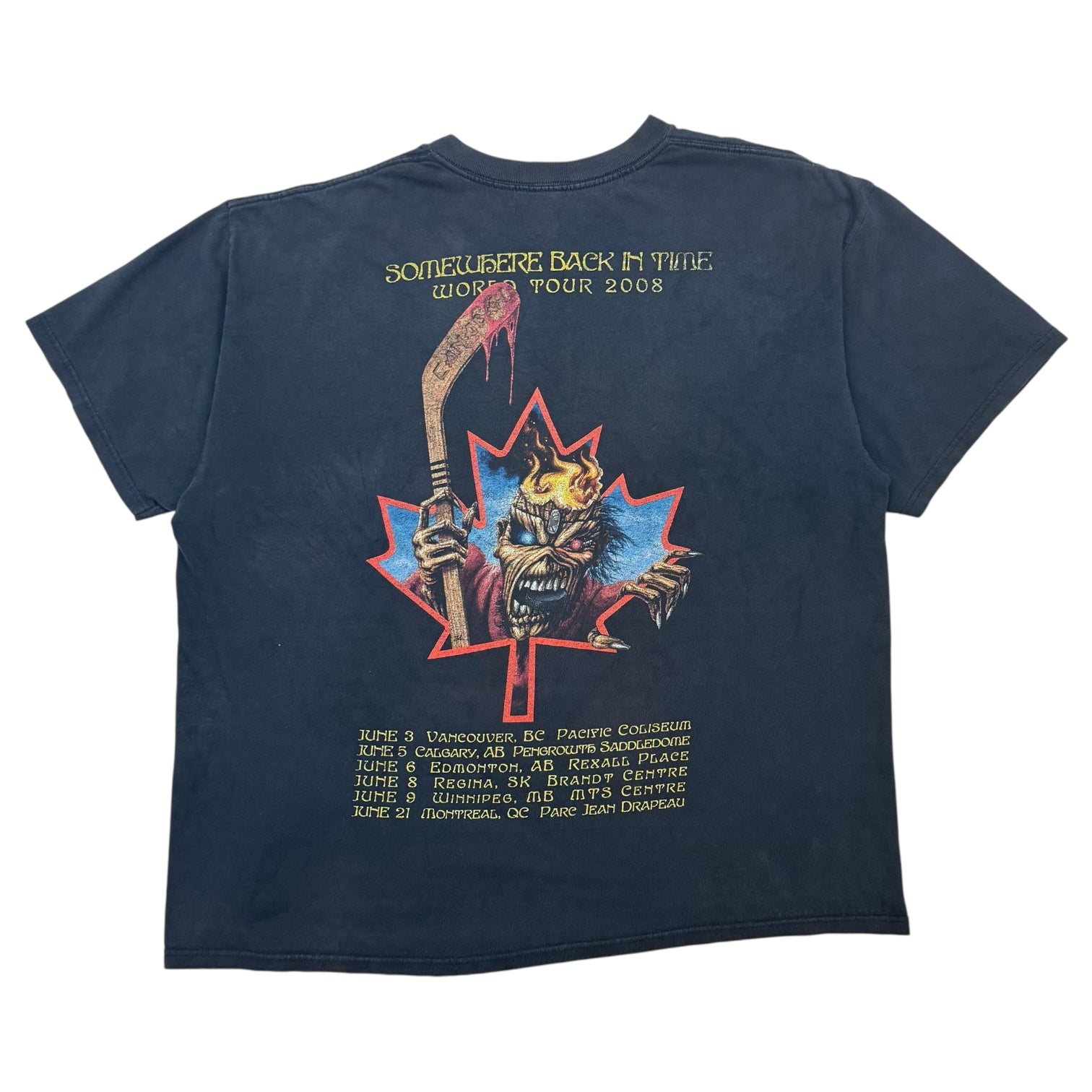 2008 Iron Maiden Somewhere Back In Time Hockey Tee Black