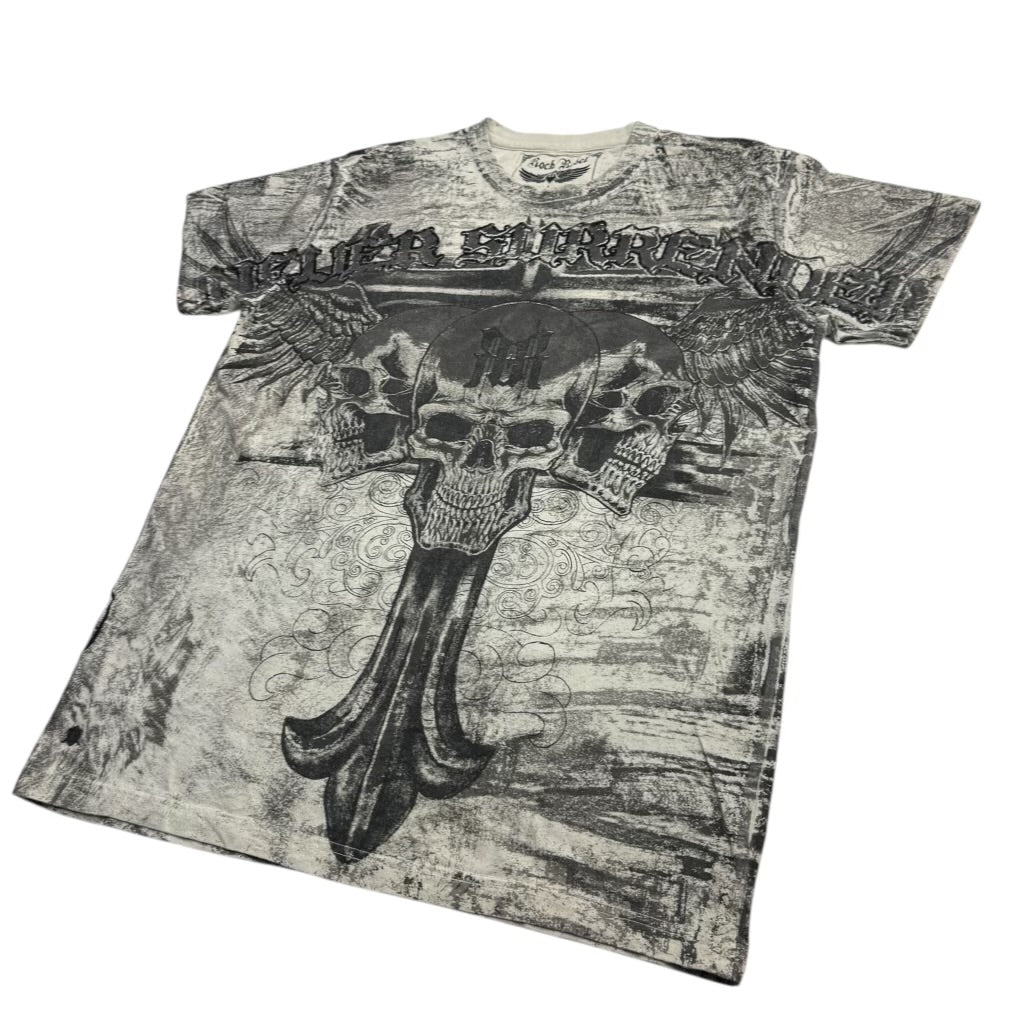 Vintage Y2K Rock Rebel Cross & Skulls T-Shirt