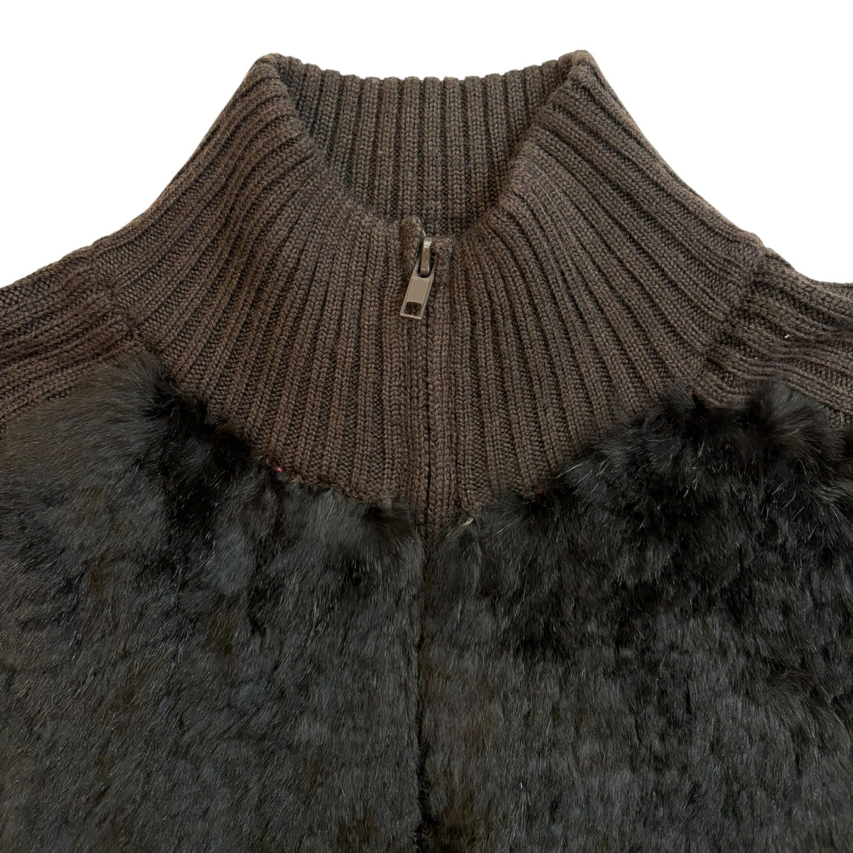 (W) Bedo Fur Zip-Up Sweater Black/Brown