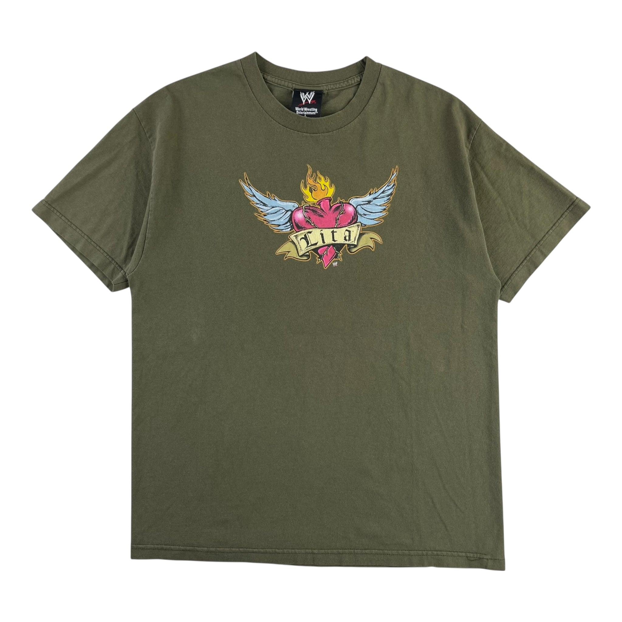 Vintage WWE Lita ‘This Time It Counts’ T-Shirt Olive