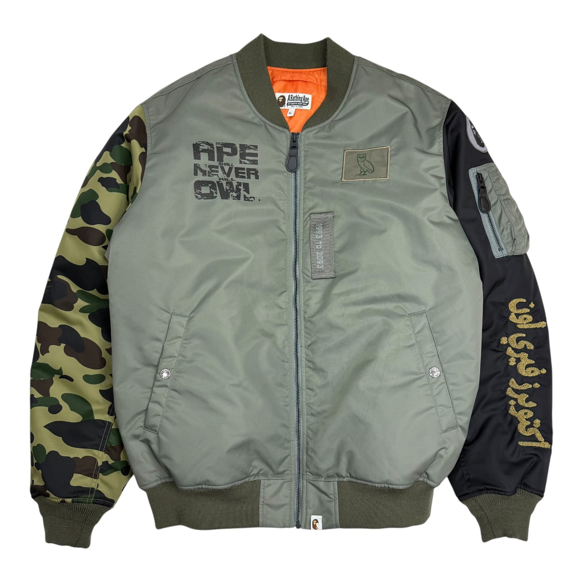 BAPE x OVO Loose Fit MA-1 Jacket Olive Drab