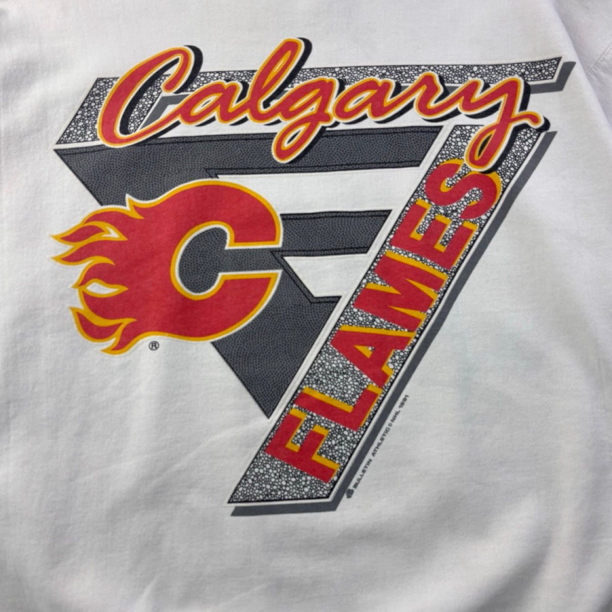 1991 Bulletin Athletic Calgary Flames Crewneck White