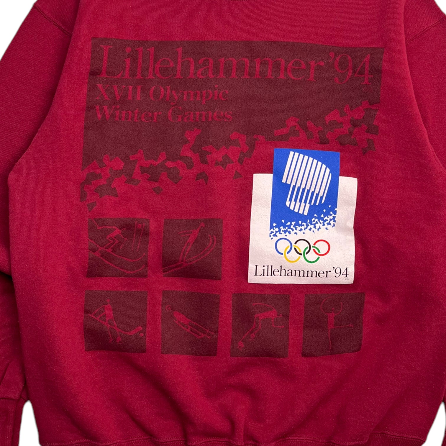 Vintage 1994 Lillehammer Winter Games Sweater Burgundy