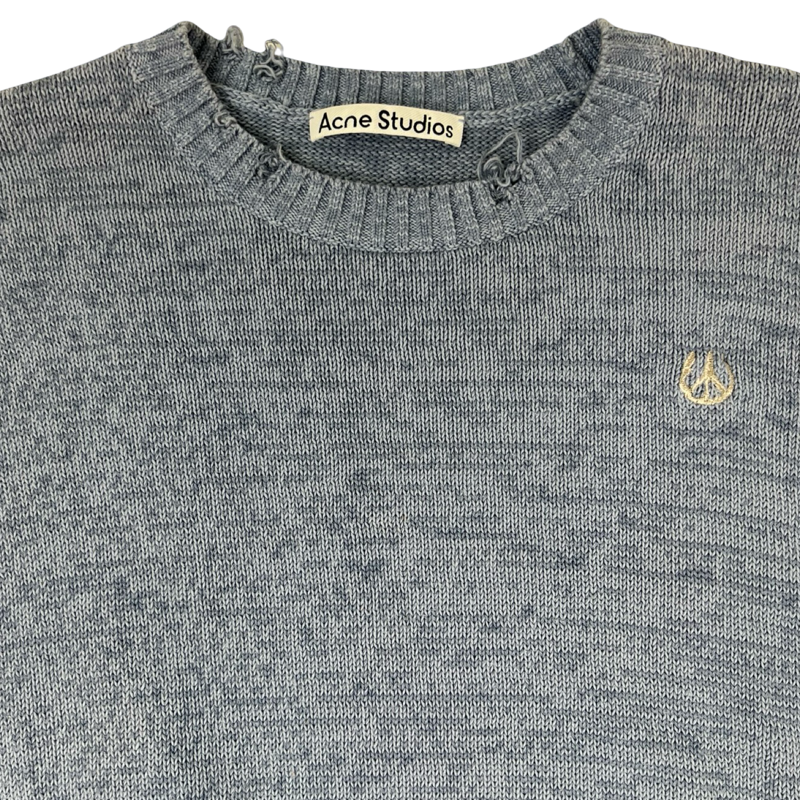 Acne Studios Distressed Crewneck Sweater Blue