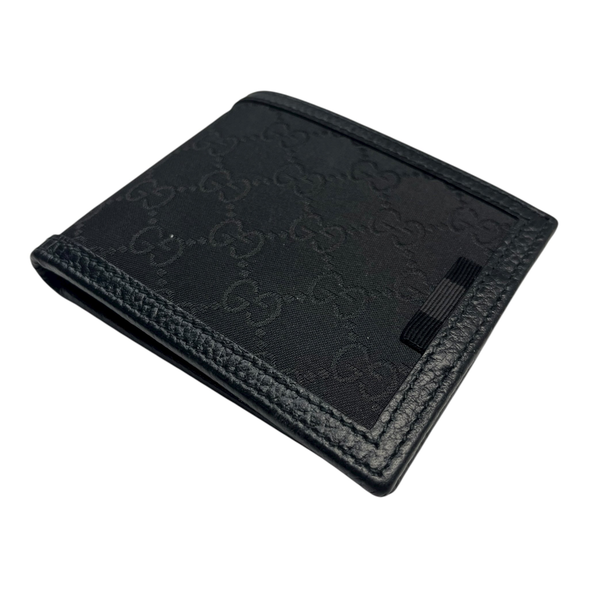Gucci GG Jacquard Black Nylon/Leather Bifold Wallet