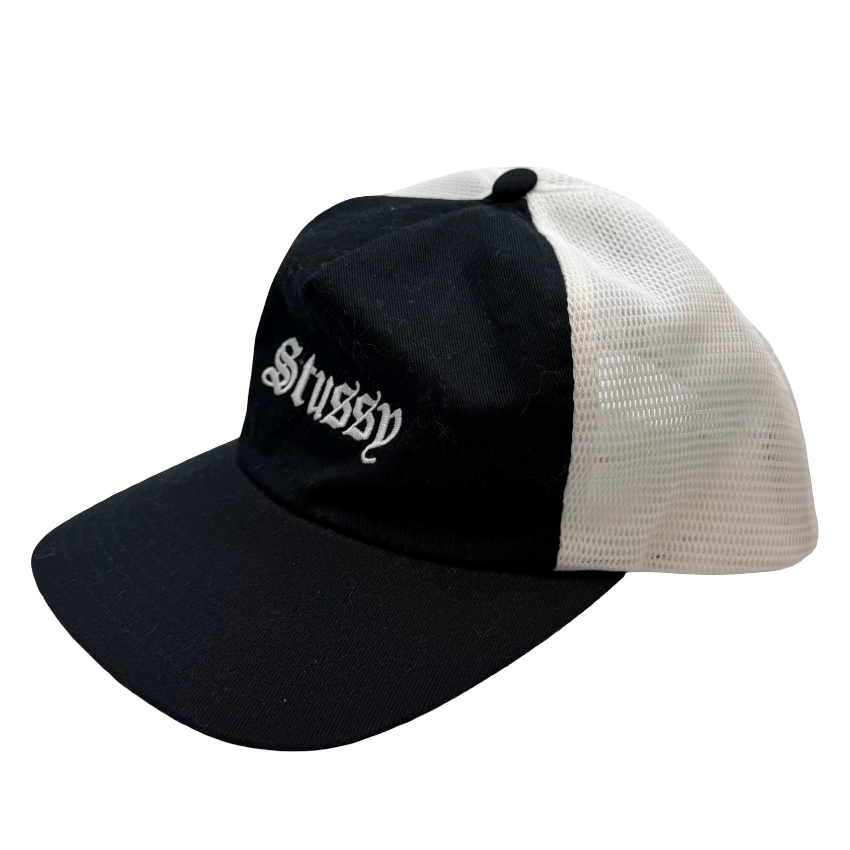 Stussy Old English Script Trucker Hat Black/White