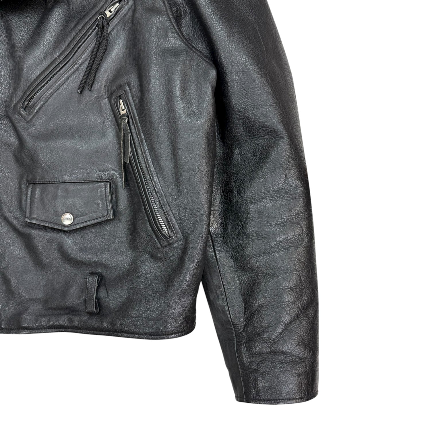 Vintage FMC Leather Moto Zip Jacket Black
