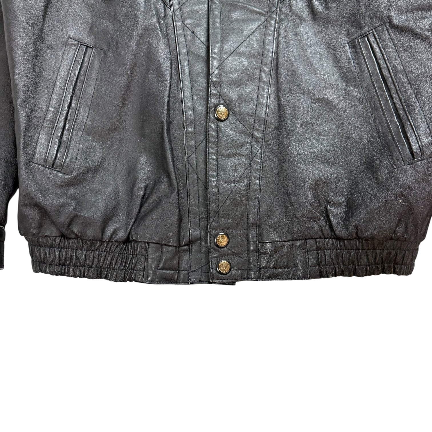 Vintage Pelle Cuir Leather Biker Jacket Black