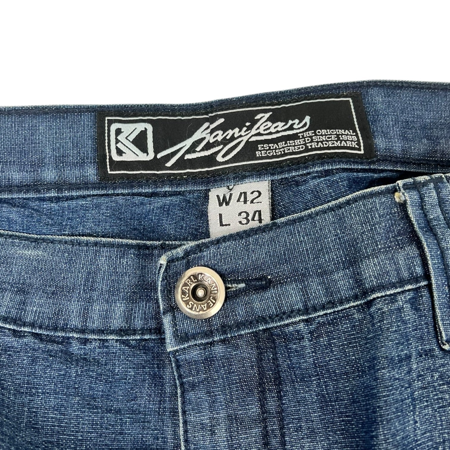 Vintage Karl Kani Baggy Denim Jeans Rear Logo Embroidery Utility Pockets