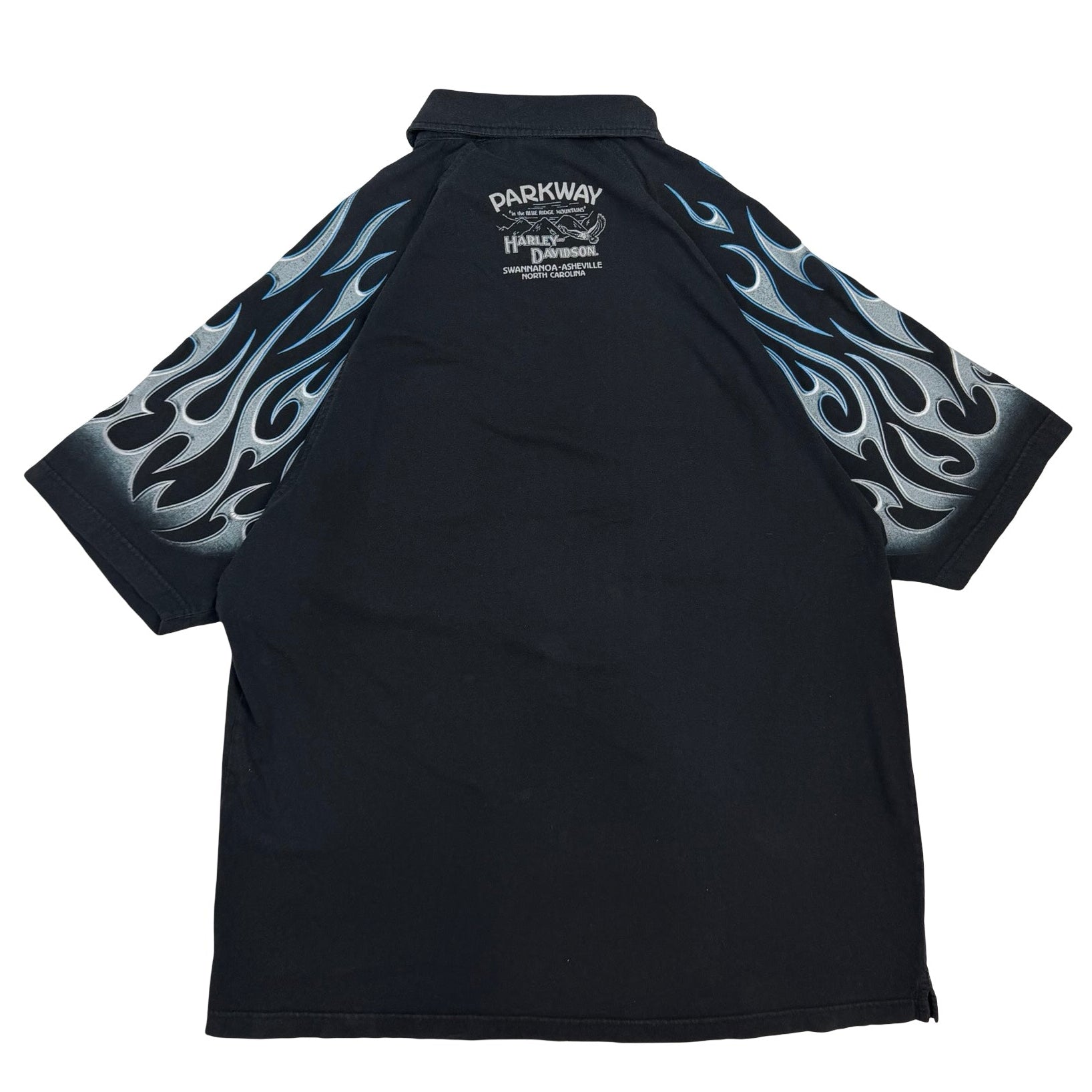 Vintage Harley Davidson Motorcycles Flame Sleeve Button Up Shirt Black