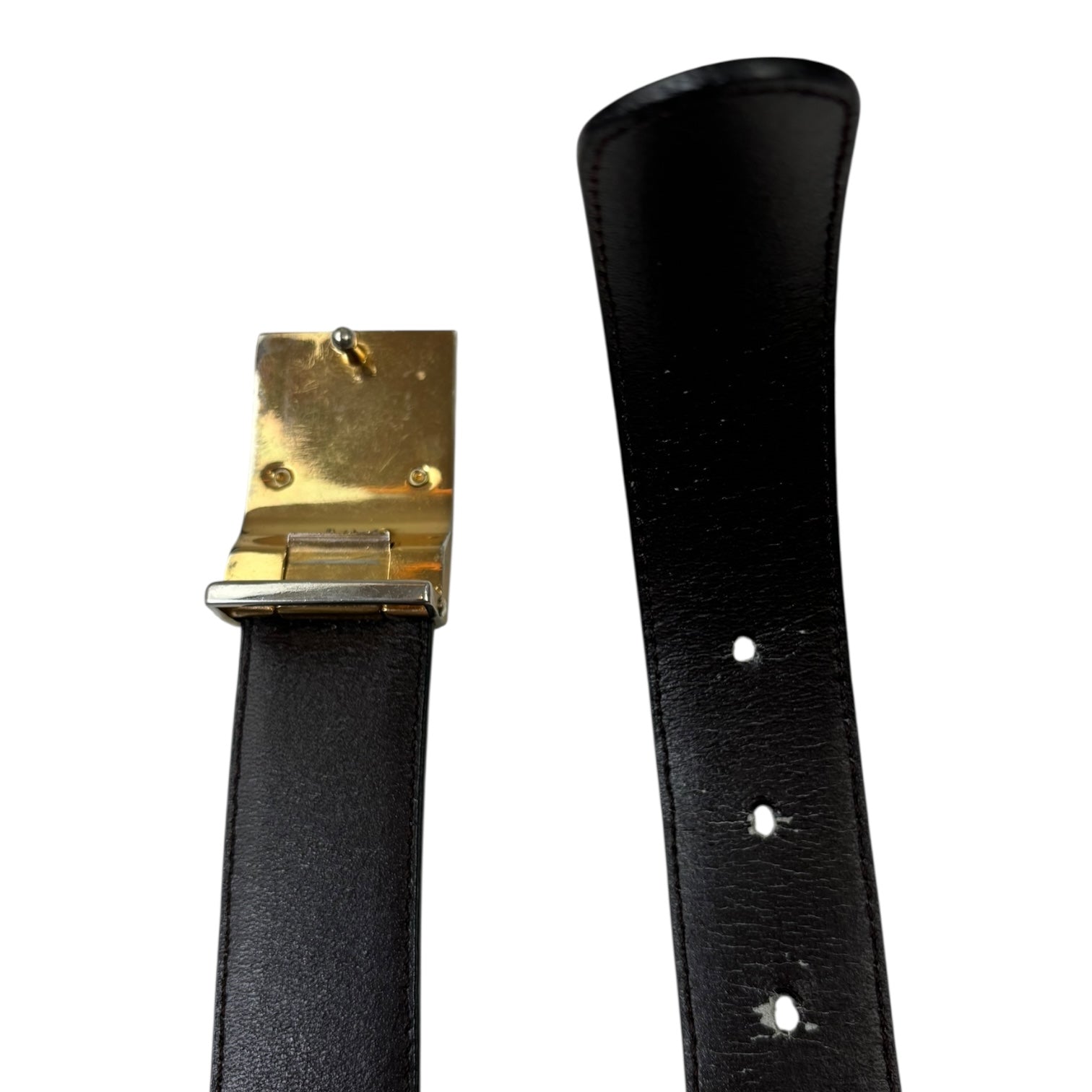 Vintage Valentino Leather Belt Black/Gold