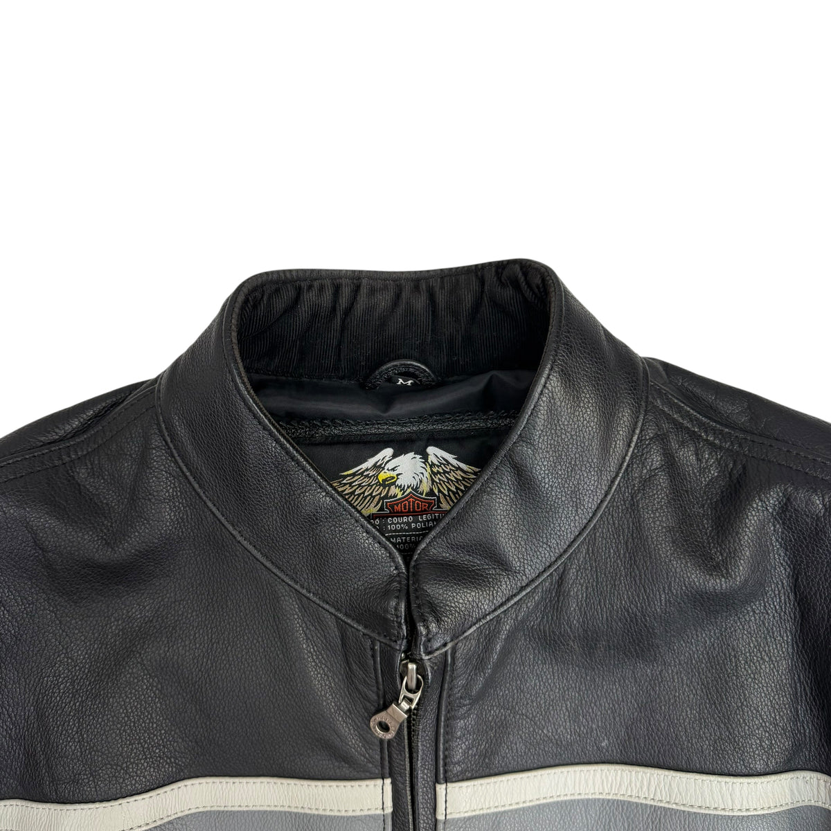 Vintage Harley Davidson Leather Racing Jacket Black/Grey