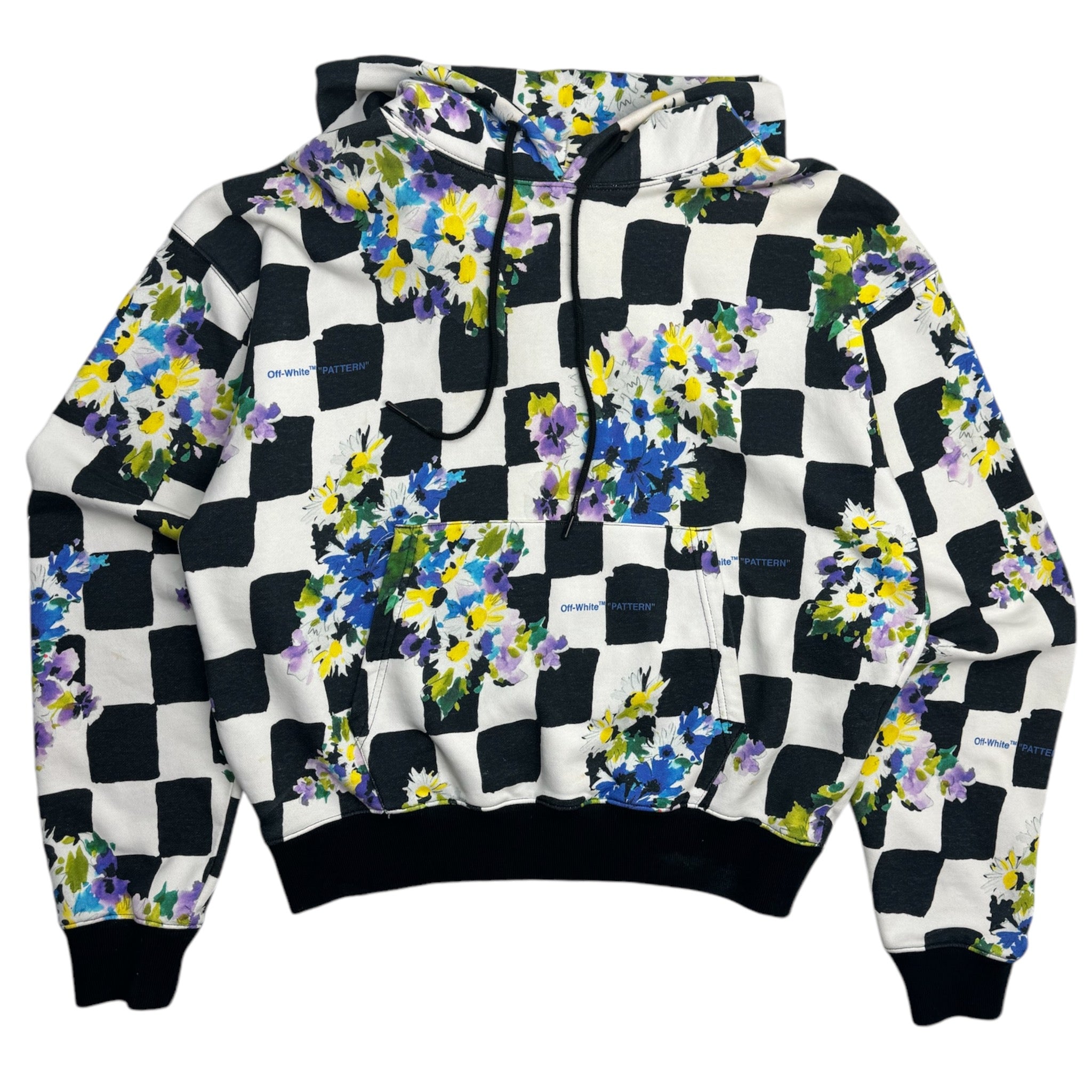 Off White Floral Check Hoodie