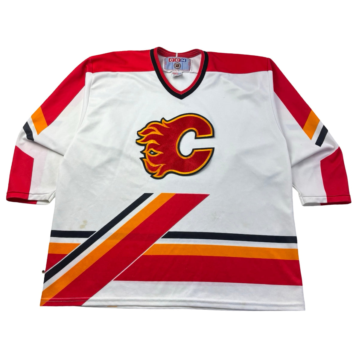 ‘90s CCM Calgary Flames Pedestal Home Jersey