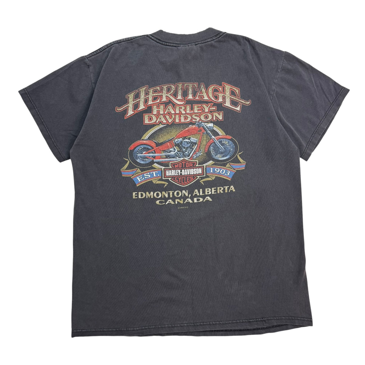 2000 Harley Davidson Of Edmonton Tee Faded Black