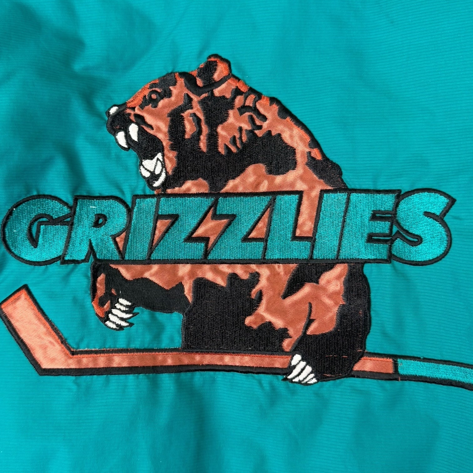 Vintage Starter IHL Grizzlies Puffer Jacket Teal