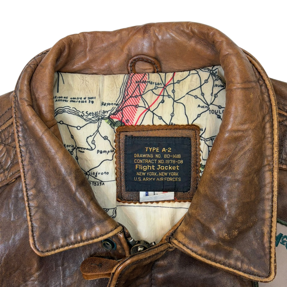 Vintage Avirex Type A-2 Leather Flight Jacket Brown
