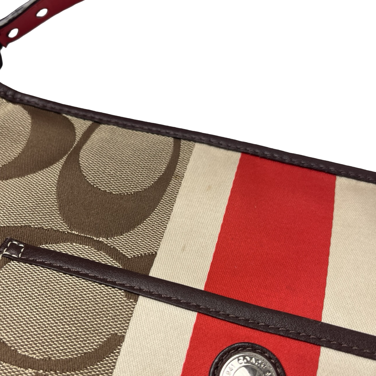 (W) Y2K Coach Hamptons Signature Stripe Bag
