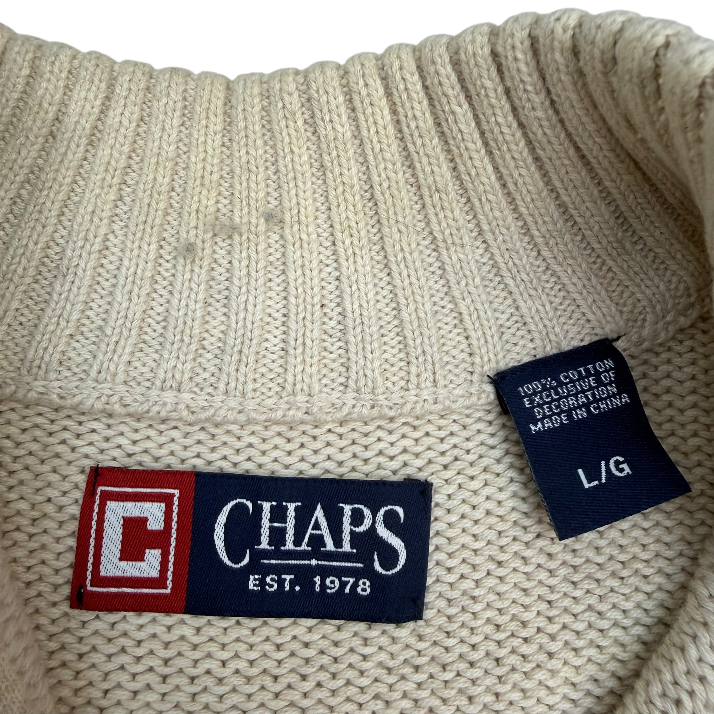 Vintage Chaps Knit Quater Zip Cream