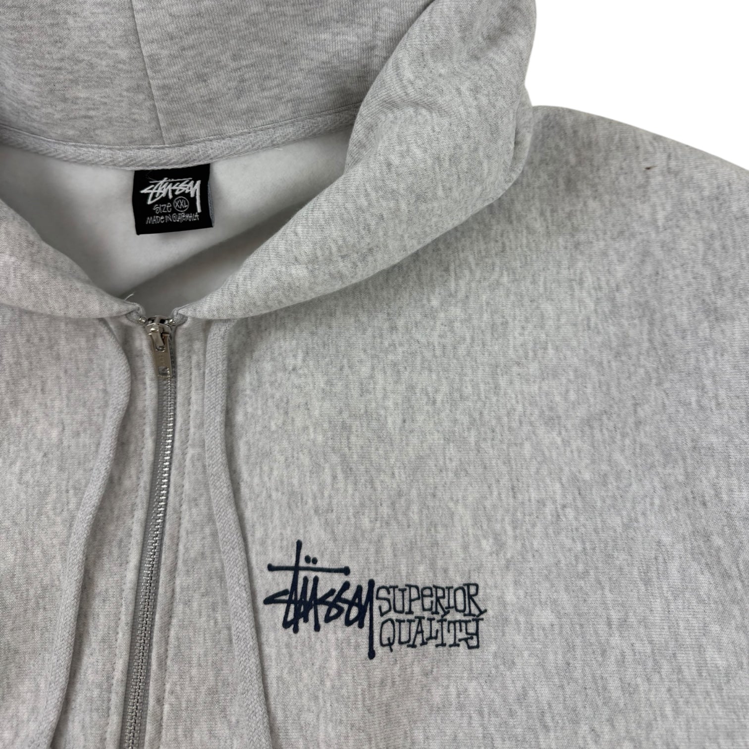 Stüssy Superior Quality Zip Up Hoodie Heather Grey