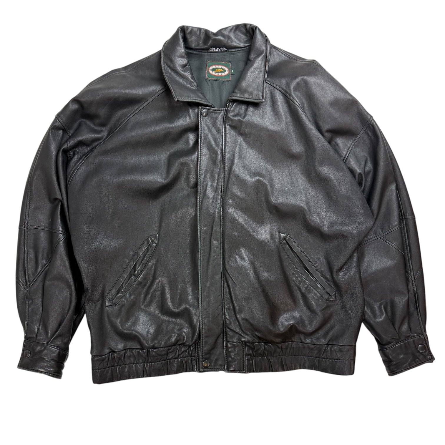 Vintage Steel Sport Leather Jacket Black