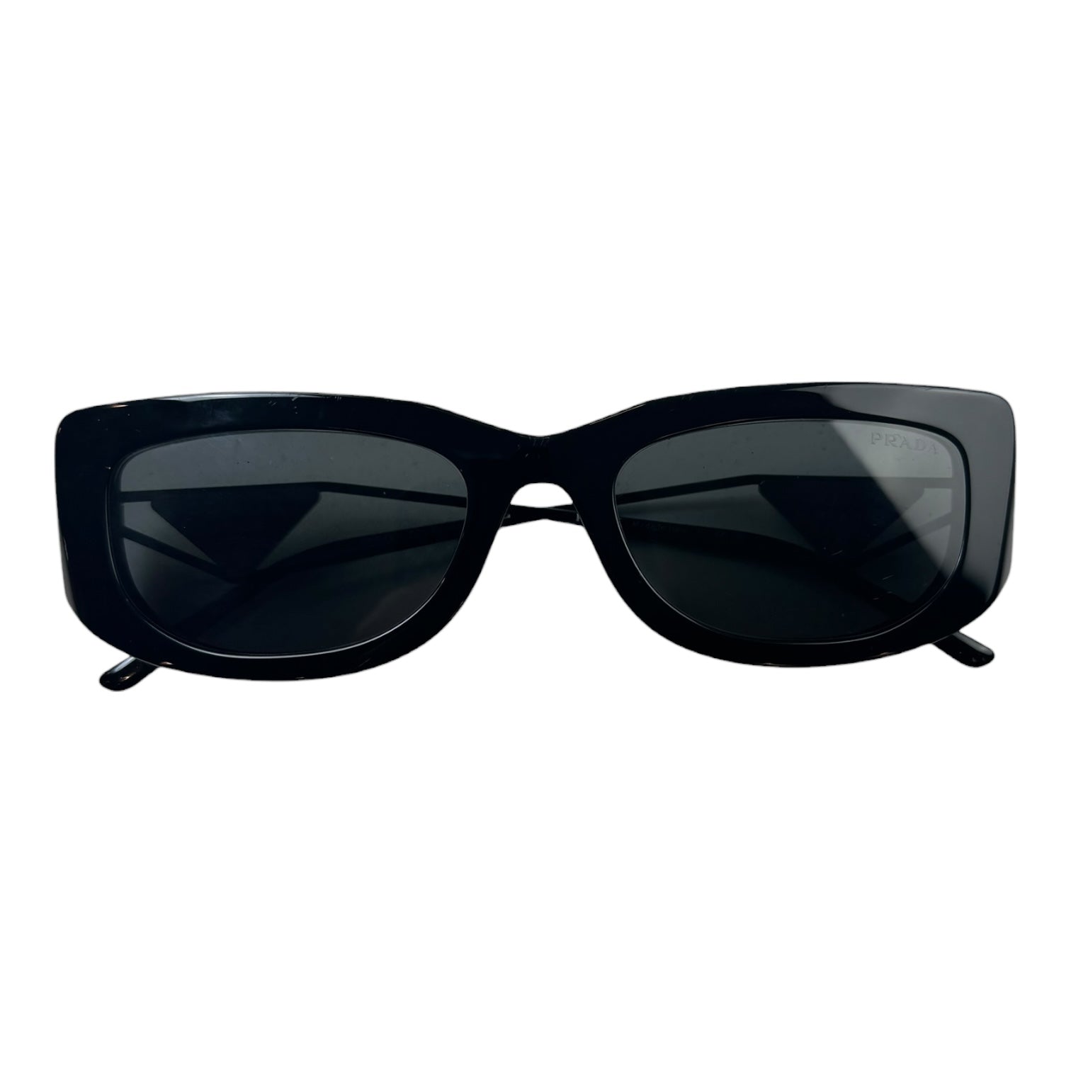 (W) Prada Triangle Logo Sunglasses Black