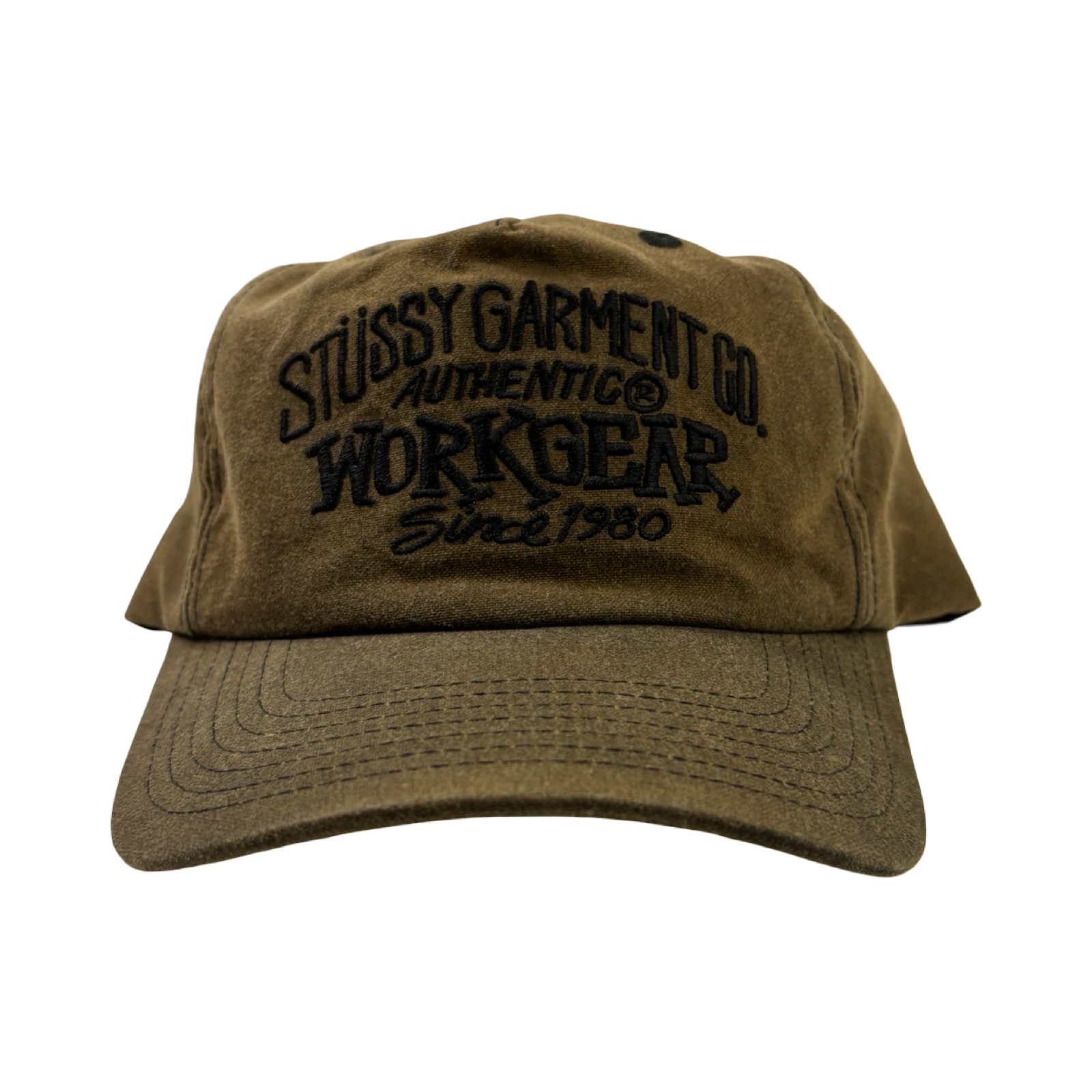 Stussy Mid-Depth Workgear Waxed SnapBack Hat Brown