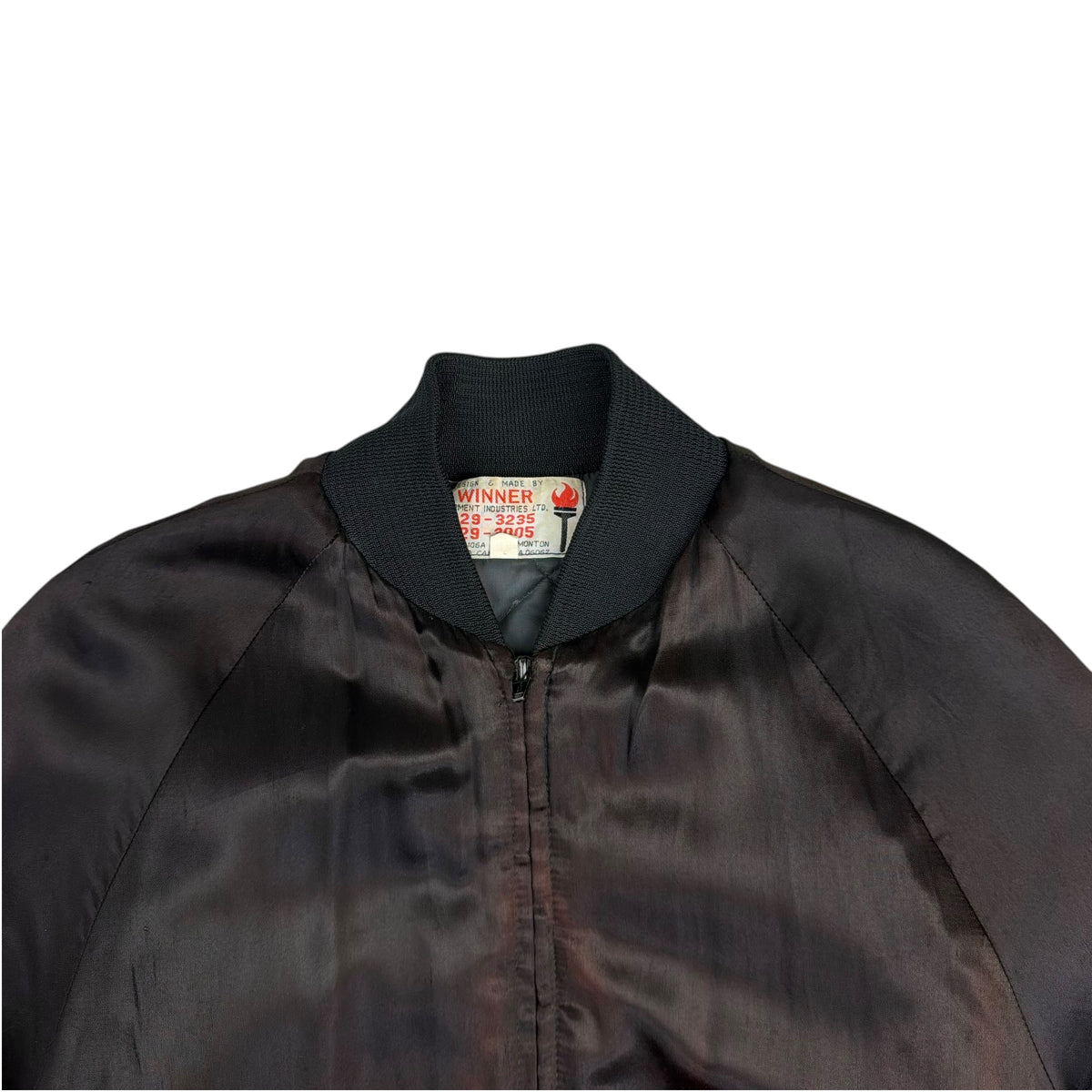 Vintage Cook County Saloon Satin Bomber Jacket Deep Brown